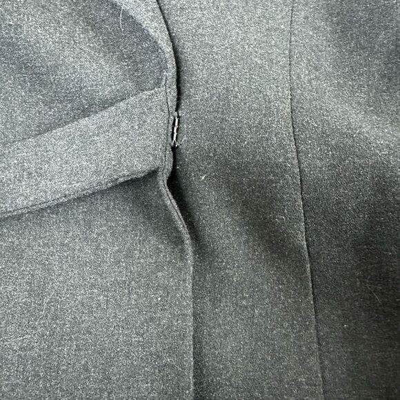 Kasper 10 Skirt Suit Set Charcoal Gray Wrap Front Fur Trim Jacket & Pencil Skirt - Picture 6 of 13